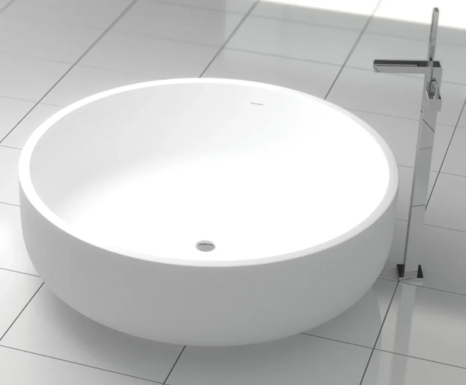 StoneKAST Oasis Double Ended Freestanding Bath 1350 x 1350mm Matt White - Image 1