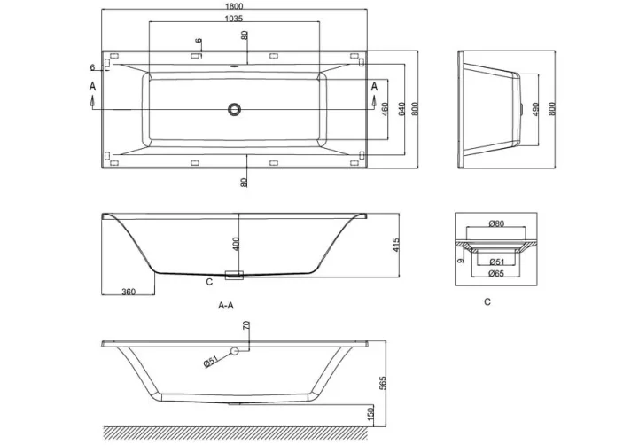 Britton Cleargreen Enviro Bath 1800x800 detail view - Image 3