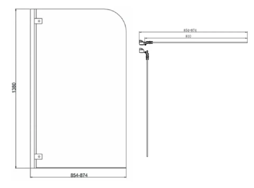 Crosswater Kai 6 Single Curved Bath Screen 875 Silver - Image 2