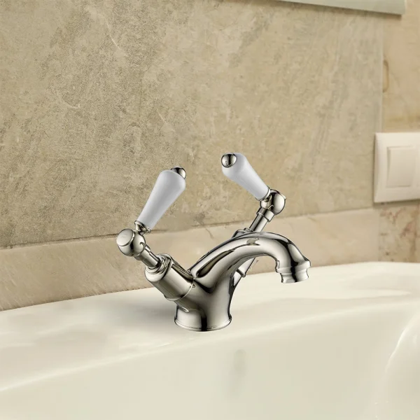 Just Taps Grosvenor Lever Basin Mixer With Pop Up Waste Nickel