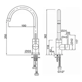 Sagittarius Ergo Side Lever Basin Mixer Chrome detail view - Image 2