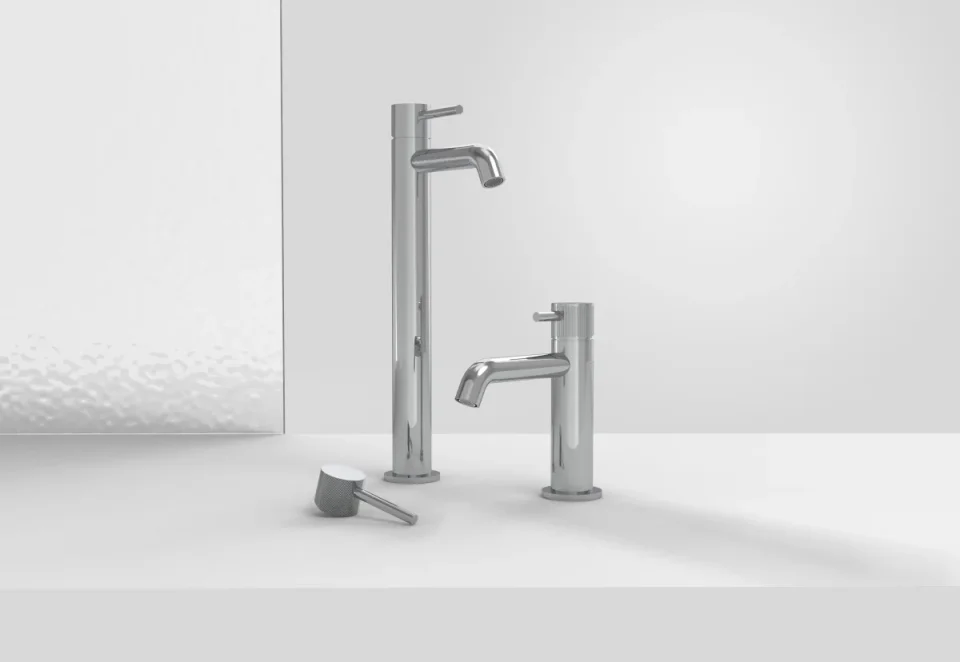 Saneux Cos Basin Mixer Kit - W/ Fluted Handle - Chrome detail view - Image 3