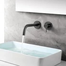 Just Taps Vos Single Lever Wall Mounted Basin Mixer With Spout 150mm Brushed Black detail view - Image 3