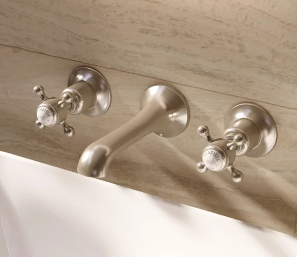 Crosswater Belgravia Crosshead 3 Hole Basin Set Brushed Nickel