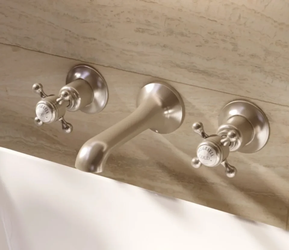 Crosswater Belgravia Crosshead 3 Hole Basin Set Brushed Nickel - Image 1