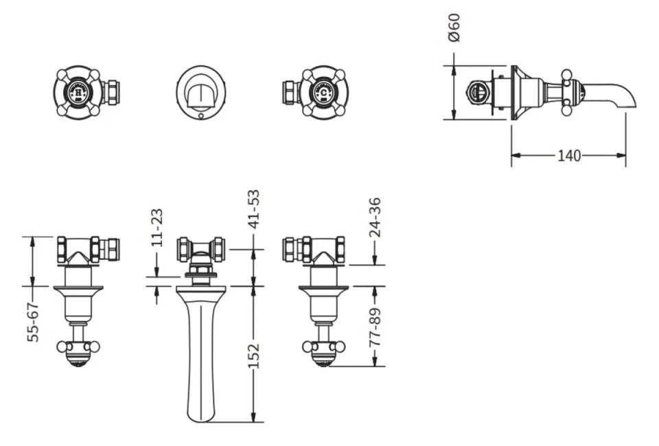 Crosswater Belgravia Crosshead 3 Hole Basin Set Brushed Nickel - Image 3