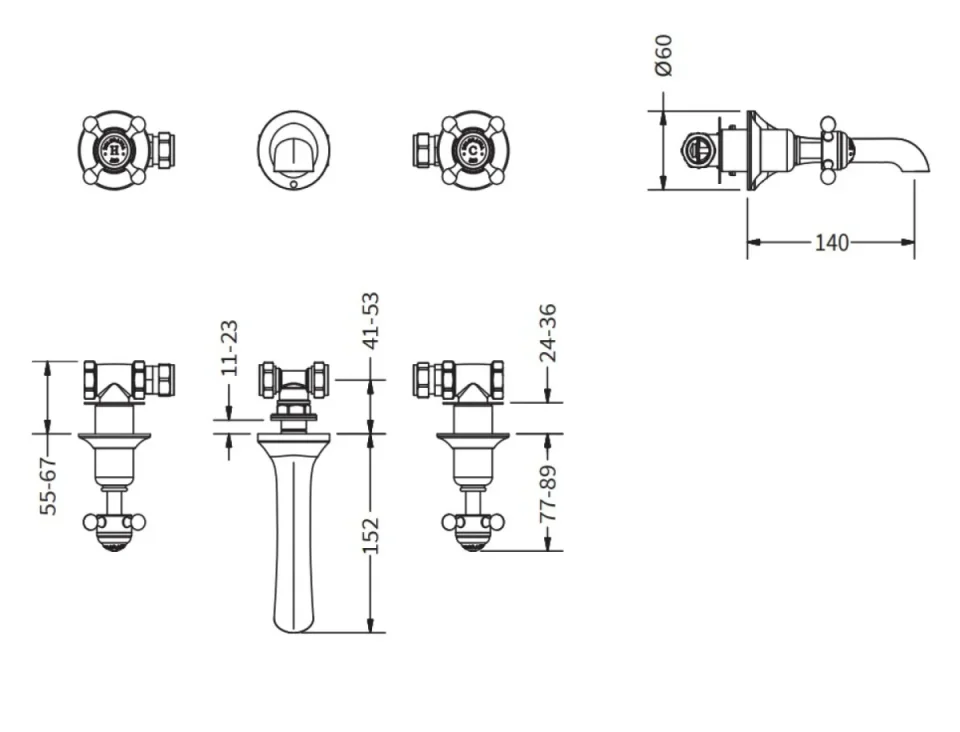 Crosswater Belgravia Crosshead 3 Tap Hole Basin Mixer Chrome - Image 3