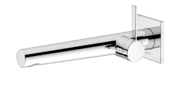 Keuco Ixmo Pure Wall Mounted 187mm Single Lever Basin Mixer Tap Chrome (59516 010102) + (59516 010101)