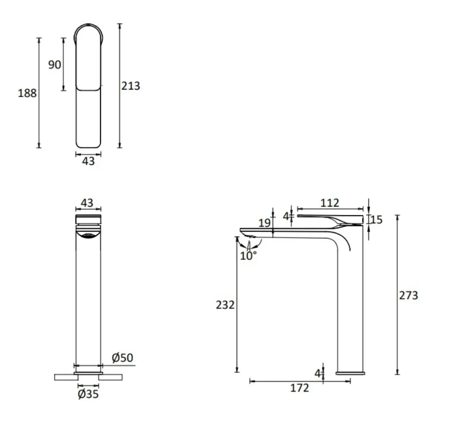 Crosswater Fuse Tall Basin Monobloc With Clicker Waste Chrome - Image 3