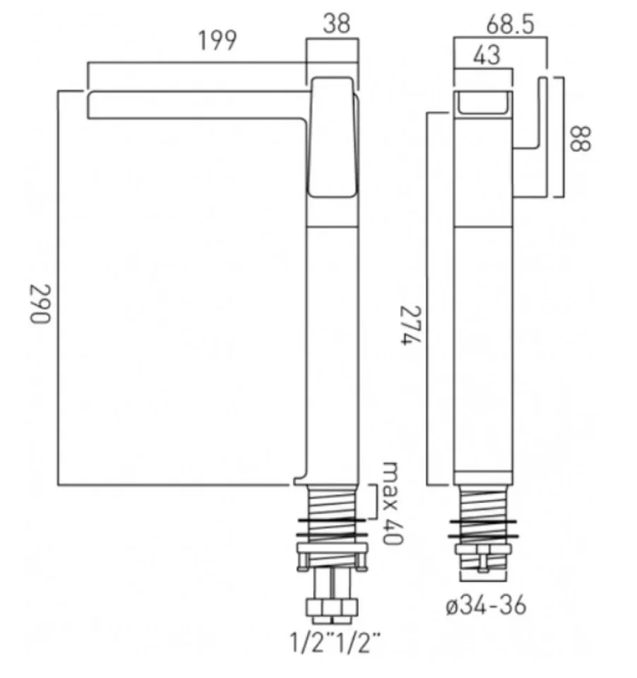 Vado Synergie Tall Single Lever Waterfall Mono Deck Mounted Basin Mixer Tap Chrome (Clic-Clac Waste Included) - Image 2