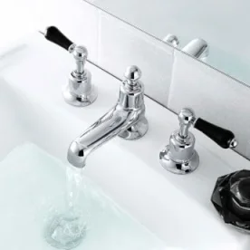 Just Taps Grosvenor Lever Three Hole Deck Mounted Basin Mixer Chrome detail view - Image 4