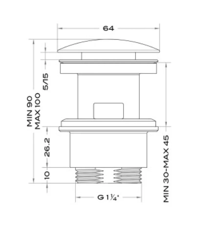 Bagno Design Push Type Slotted Basin Waste Pn - Image 2