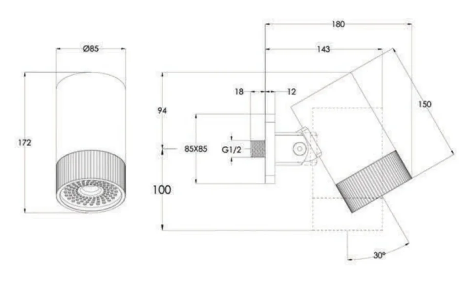 Just Taps Lumen Shower Head - Stainless Steel - Image 2