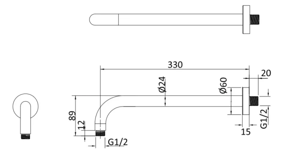 Crosswater Shower Arm 350mm Slate - Image 2