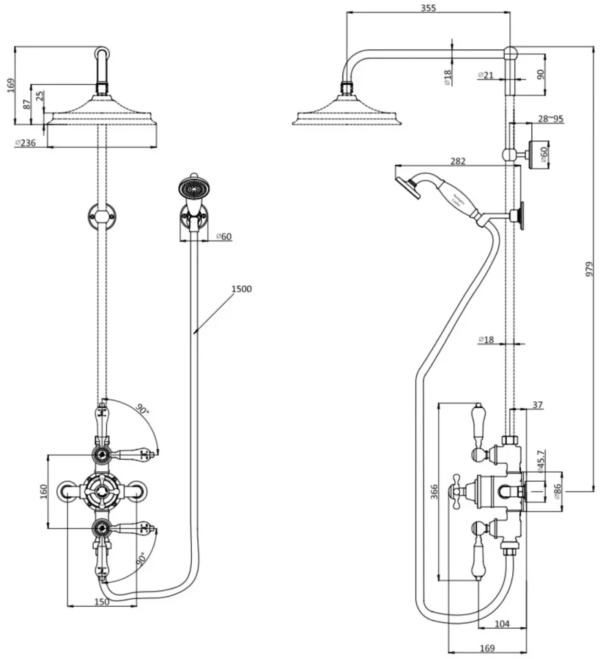 Burlington Avon Exposed Shower Valve 2 Outlet Brushed Nickel - Image 3