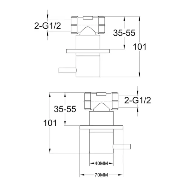 Just Taps Vos Wall Valves Designer Handle Brushed Black detail view - Image 3