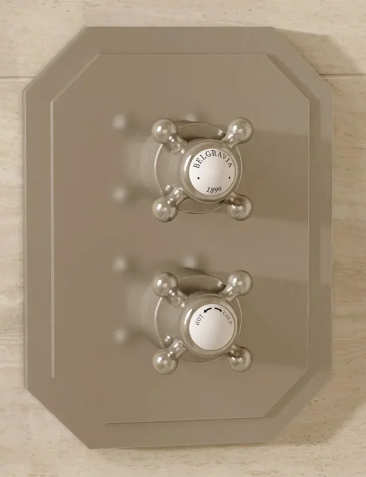 Crosswater Belgravia Crosshead Crossbox 3D Trimset Brushed Nickel detail view - Image 3
