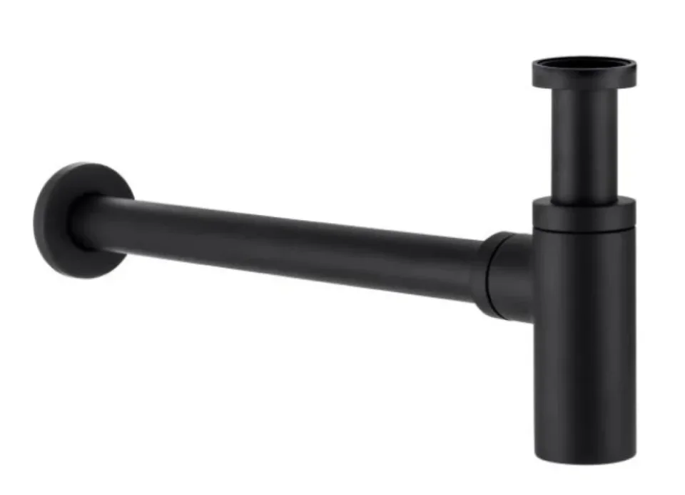 Bagno Design Aquaeco Luxury Brass Bottle Trap Matt Black detail view - Image 3
