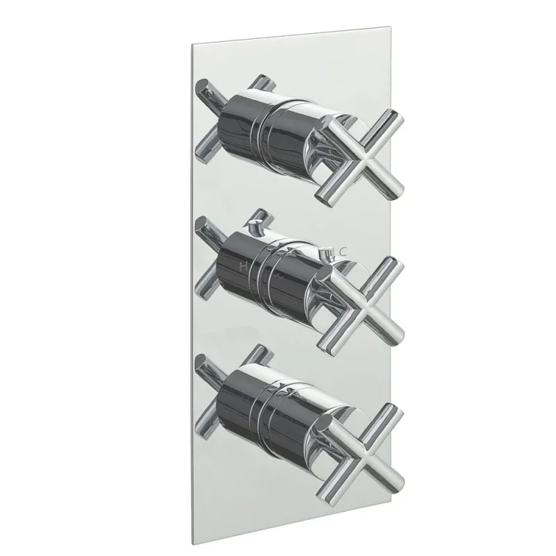 Just Taps Solex Thermostatic Concealed 3 Outlet Shower Valve Vertical Chrome detail view - Image 2