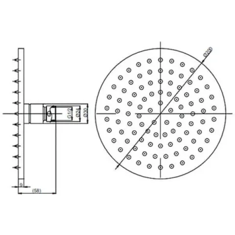Crosswater Mpro 200mm Fixed Head Chrome detail view - Image 2