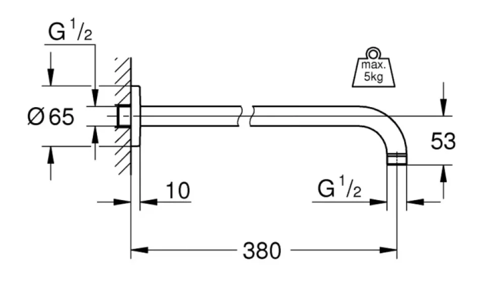 Grohe 28361 Rsh Arm 380mm detail view - Image 3