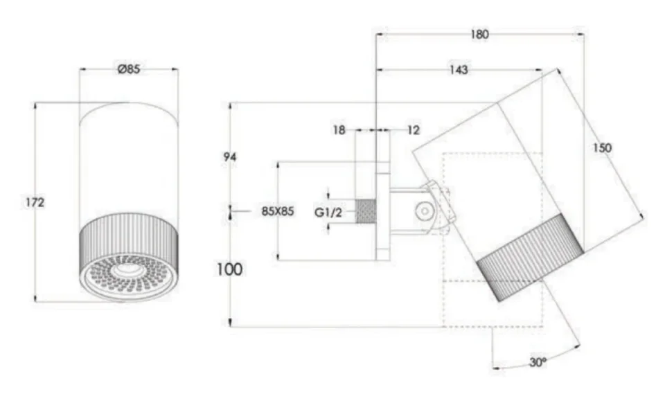 Just Taps Lumen Shower Head - Stainless Steel detail view - Image 3