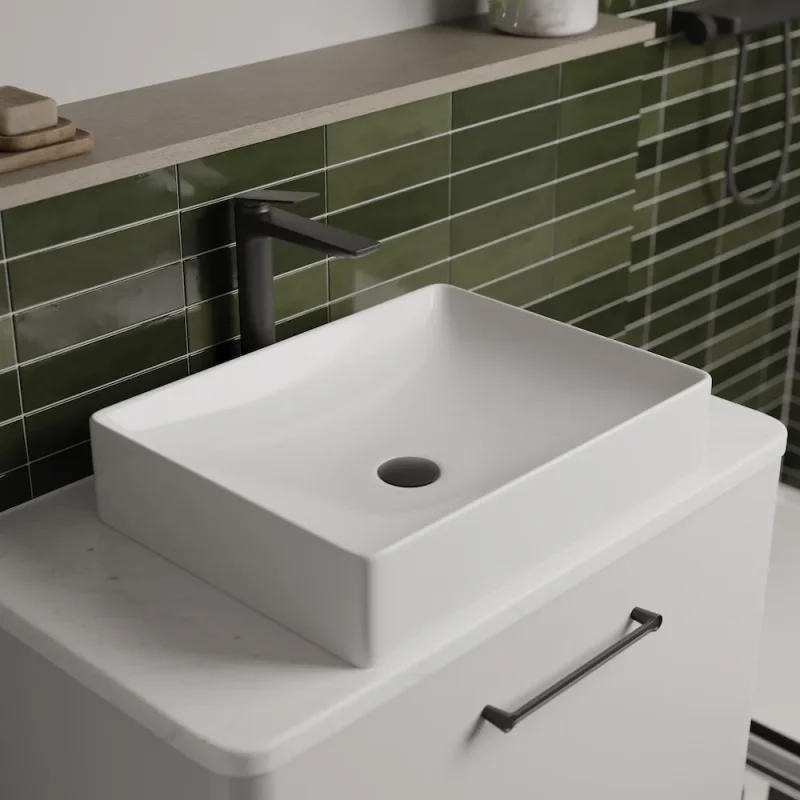 Britton Shoreditch Quad Countertop Basin White detail view - Image 3