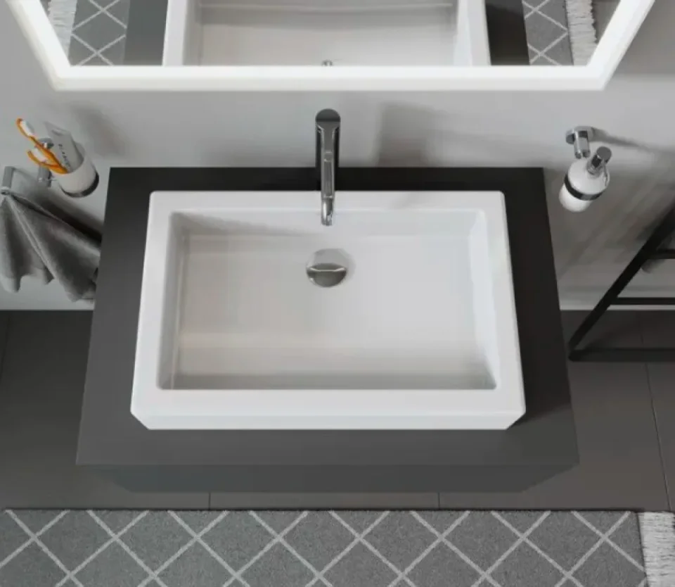 Duravit Wash Bowl 60 Cm Vero White W/o Back Panel, W/o Tp, Ground - Image 1