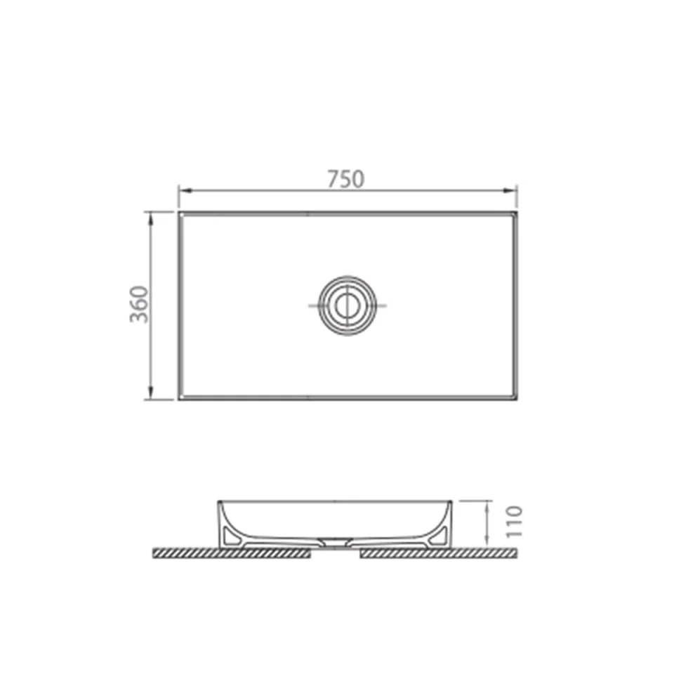 Scudo Stance 750mm Countertop Basin detail view - Image 2