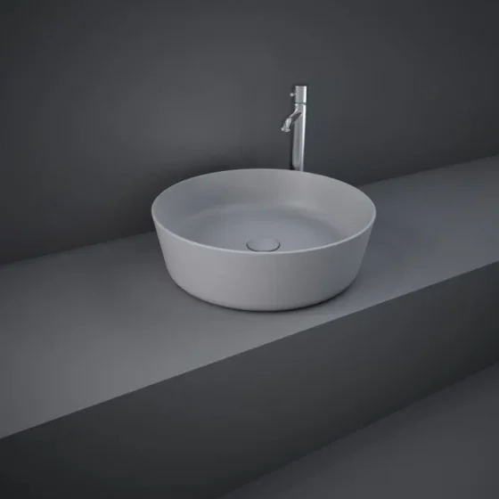 Rak Feeling 42cm Round Counter Top Wash Basin In Matt Grey detail view - Image 2