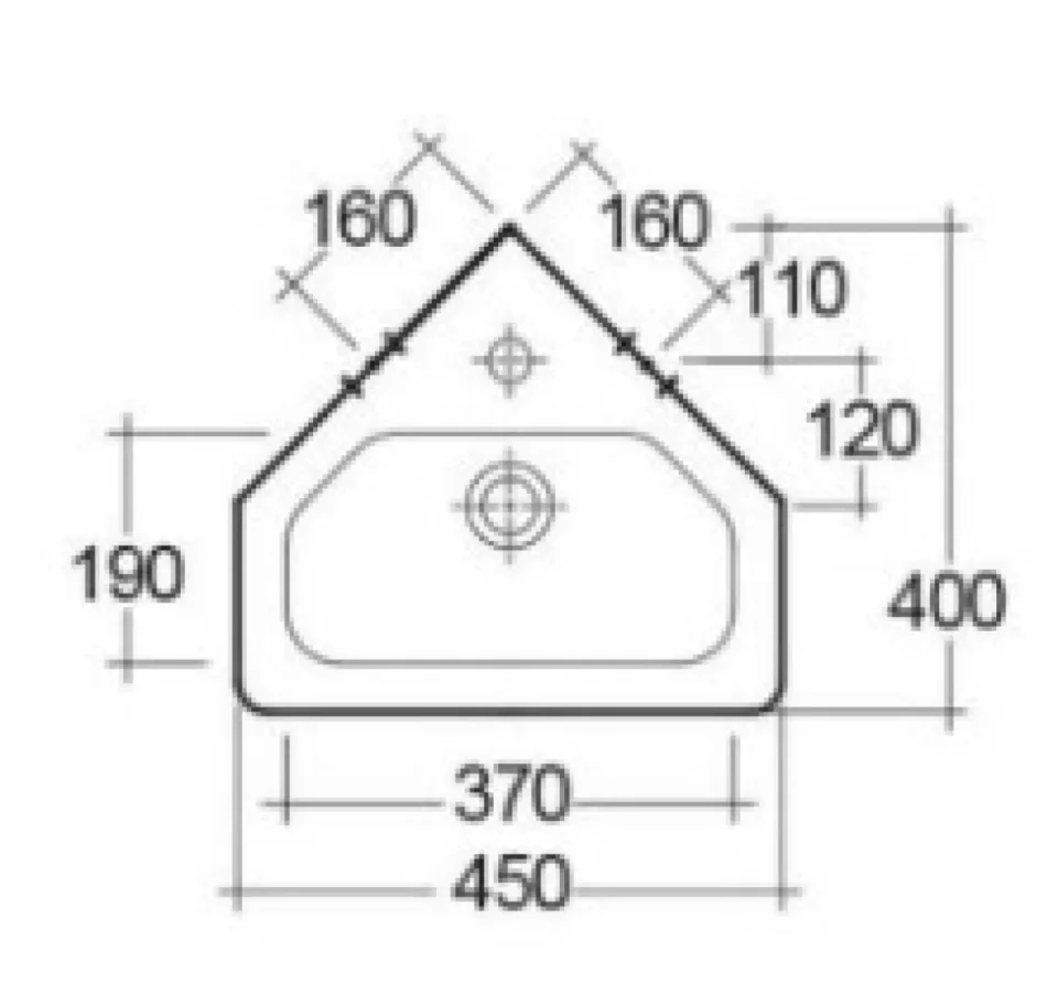 Rak Resort 45cm Corner Basin 1th - Image 2