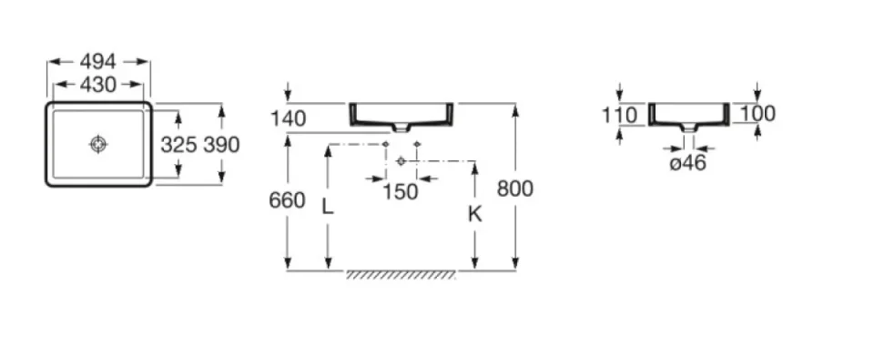 Roca Inspira Square Under-countertop 420 X 315mm Basin - Matt White - Image 2