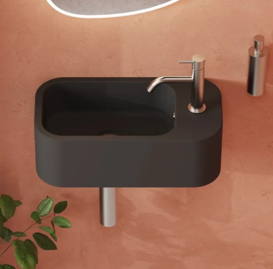 Crosswater Popolo Mini Wall Hung Right Hand Black Matt - Image 1