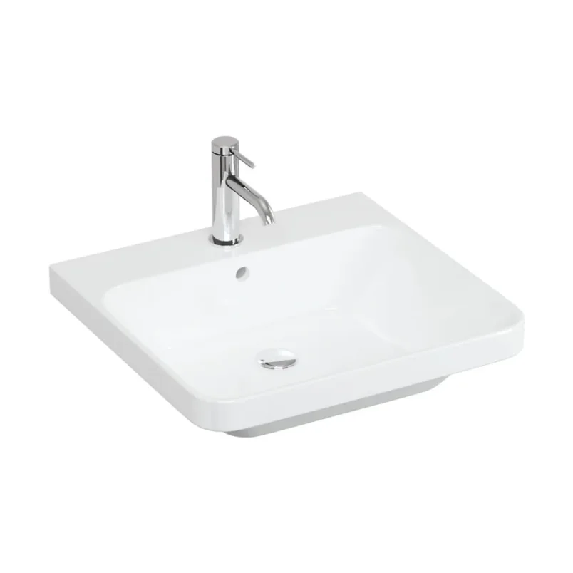 Britton Dalston 500mm Basin 1 Tap Hole White detail view - Image 1