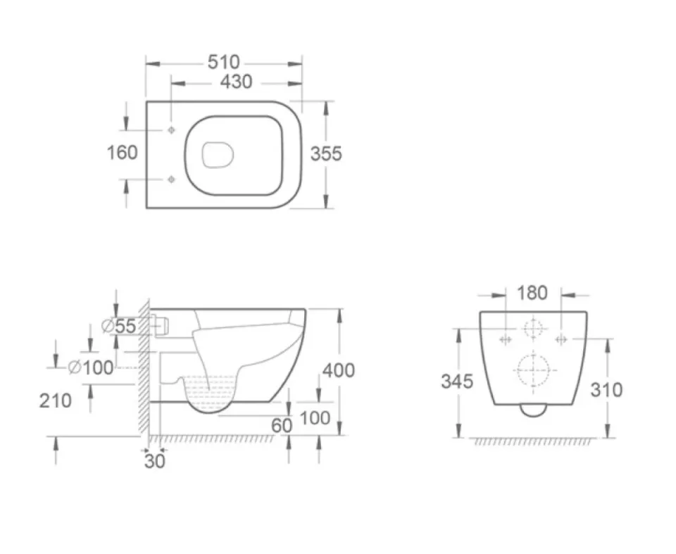 Pura Essence short projection wall hung WC bowl with fixings - Image 3