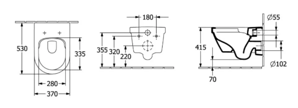 Abacus V&b Architectura Wall Hung Wc Direct Flush; With Water-saving Aquareduct System: Flush Volume 3 / 4;5 Litres Please Order Toilet Seat Separately - Image 2
