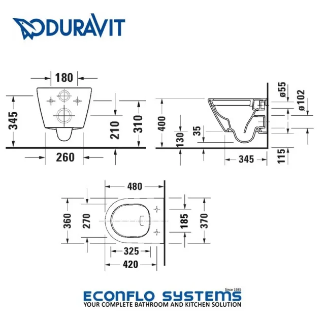 Duravit D-Neo Toilet wall mounted Compact Rimless detail view - Image 2