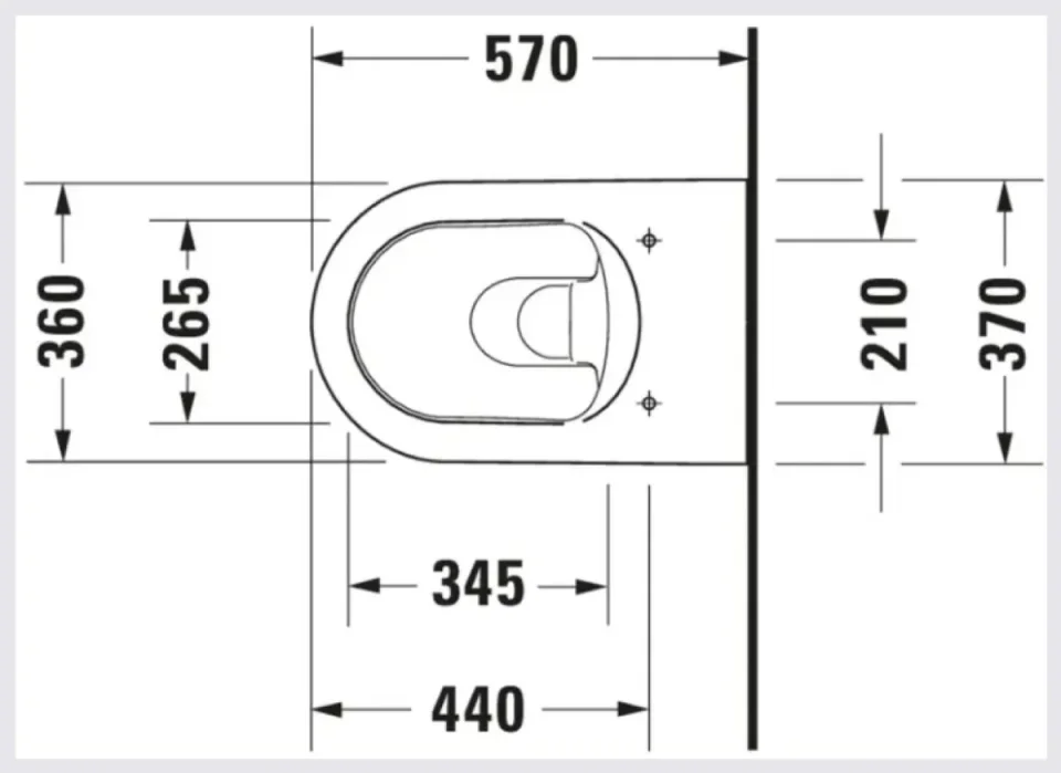 Duravit Toilet Wm 570mm Me By Starck White/ White Sam, Washdown, Durafix - Image 2