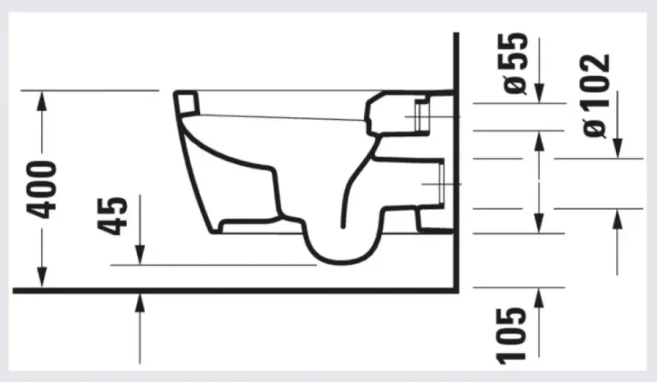 Duravit Toilet Wm 570mm Me By Starck White/ White Sam, Washdown, Durafix - Image 3