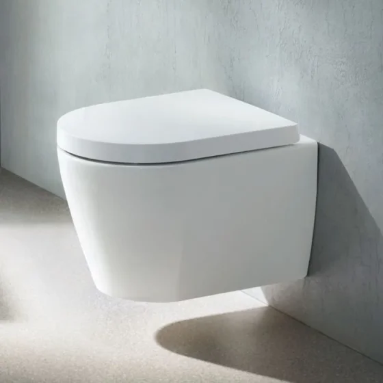 Duravit ME by Stark 480mm Compact Rimless Wall Hung Toilet Gloss White detail view - Image 1