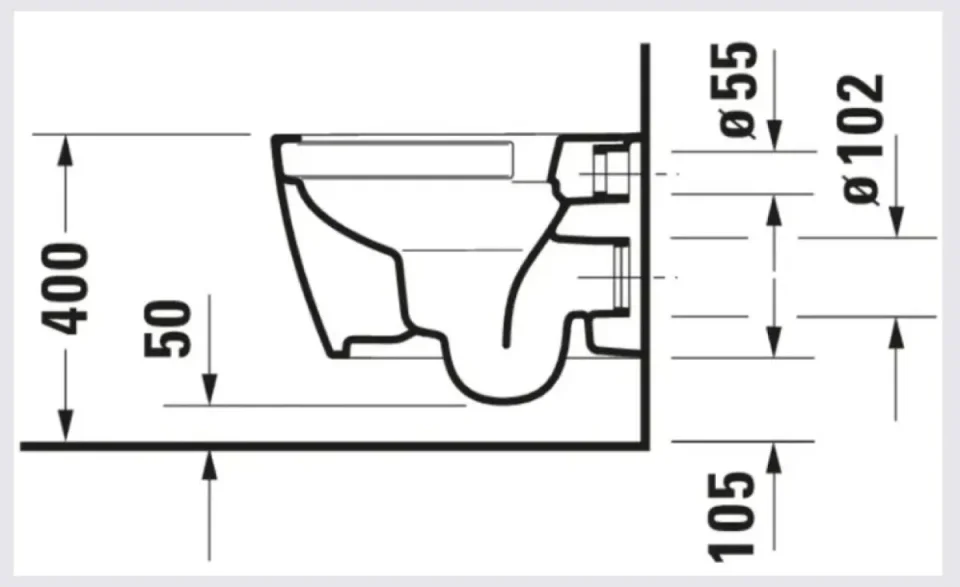 Duravit ME by Stark 480mm Compact Rimless Wall Hung Toilet Gloss White - Image 2
