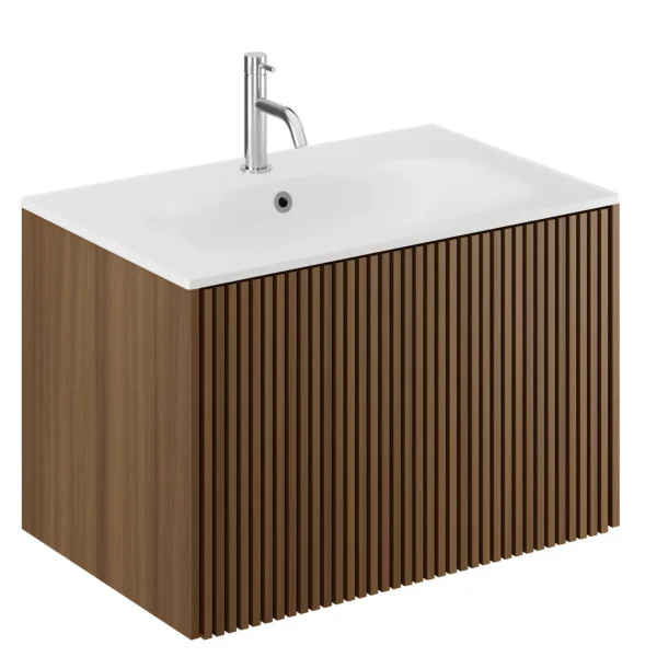 Crosswater Limit Single Drawer Wall Hung Vanity Unit - 700mm - Royal Walnut