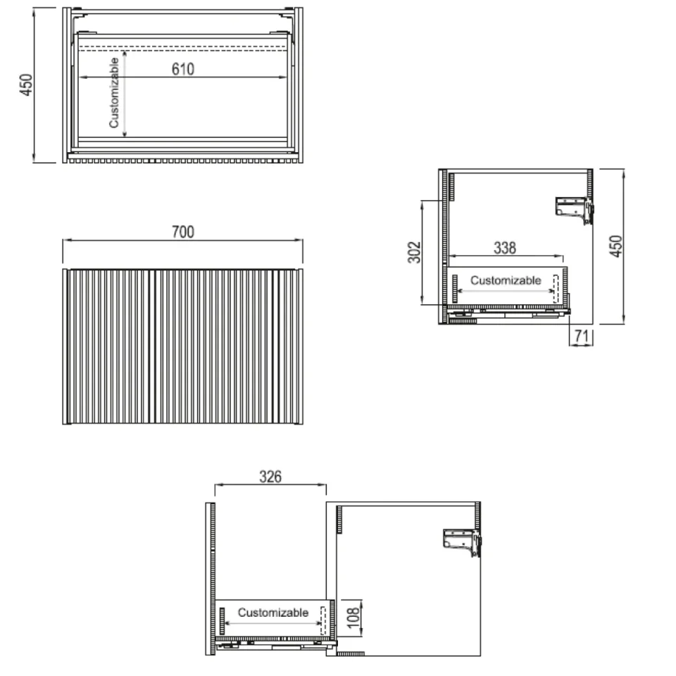 Crosswater Limit Single Drawer Unit 700 Royal Walnut - Image 4