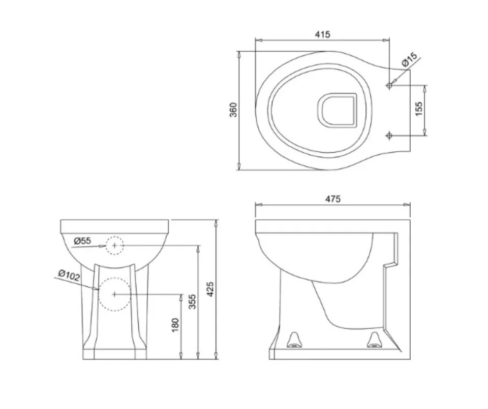 Burlington Back To Wall Pan - White (excl. Concealed Cistern) - Image 2