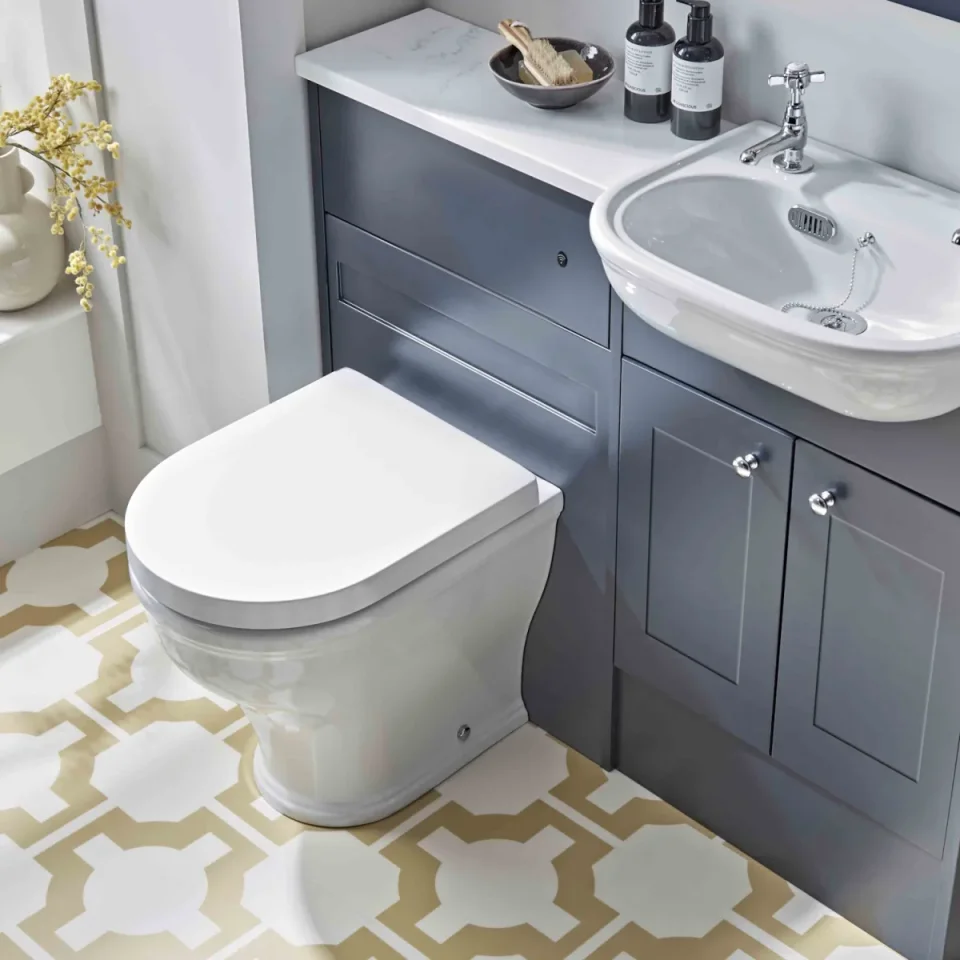 Roper Rhodes 490mm Langford Back To Wall Pan - White detail view - Image 3