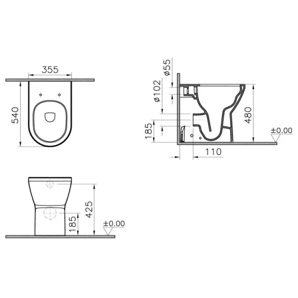 Vitra Integra Rimless Btw Wc Pan Comfort Height - White detail view - Image 2