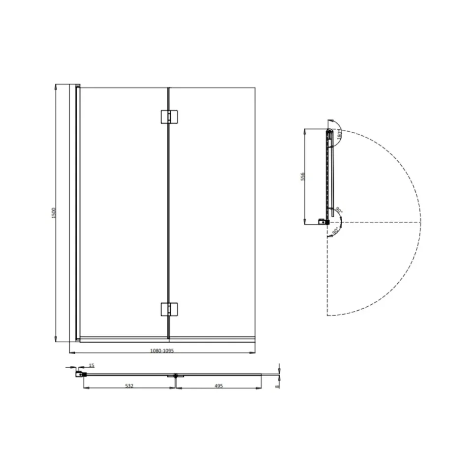 Crosswater Asura Fully Folding Bath Screen Chrome - Image 3