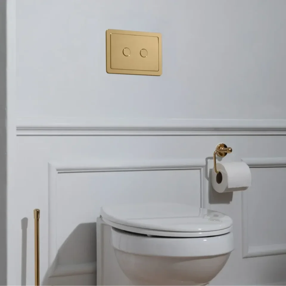 Just Taps Grosvenor Pneumatic Flush Plate Brushed Brass RT - Image 1