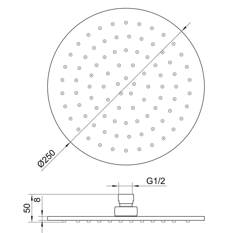 Just Taps Vos Round Shower Head 250mm Brushed Bronze detail view - Image 3