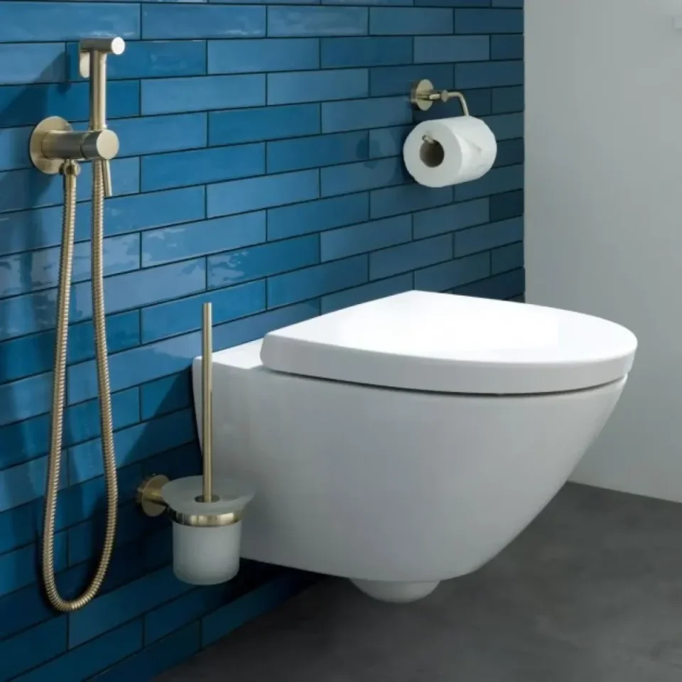 Just Taps Kono Single Lever Douche Set For Cold And Hot Operation Brushed Brass - Image 1